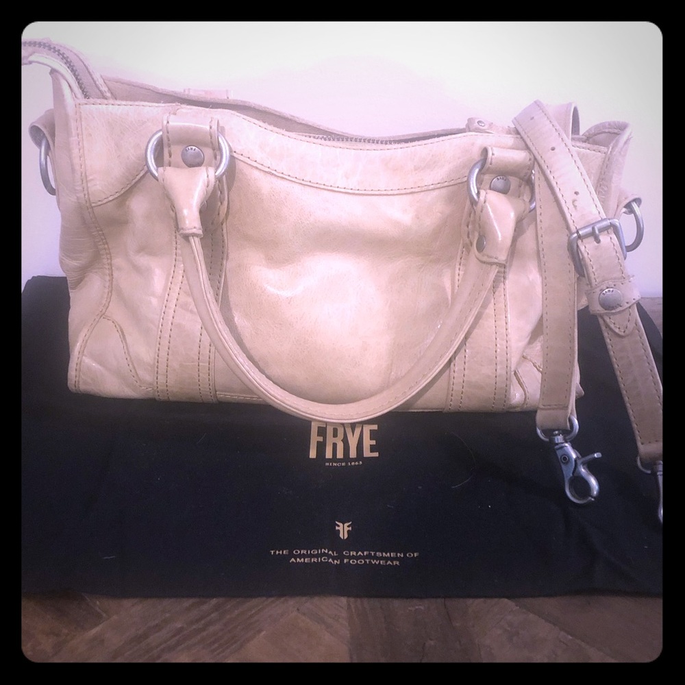 Frye Beige Leather Satchel with Removable Strap